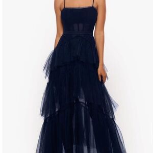 Betsy Adam Navy Corset Gown